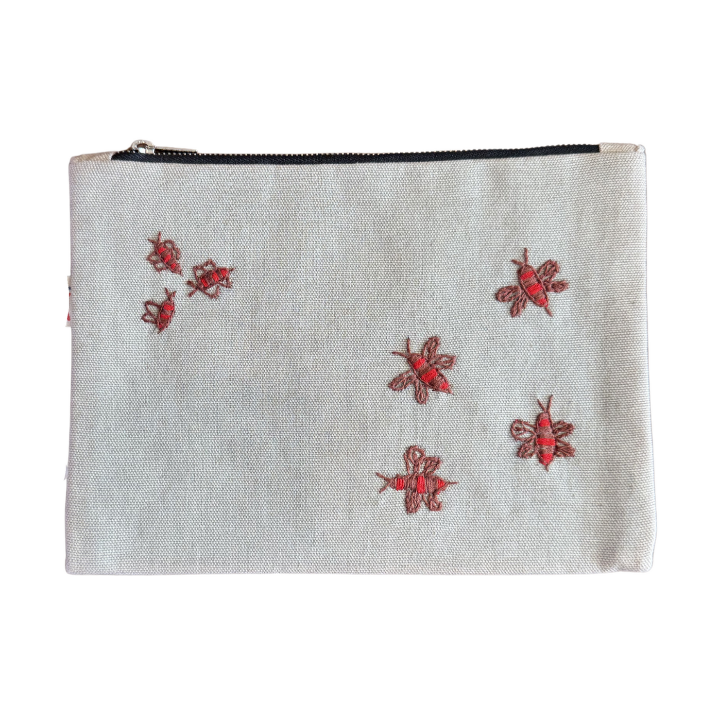 Embroidered Bee Cosmetics Bag