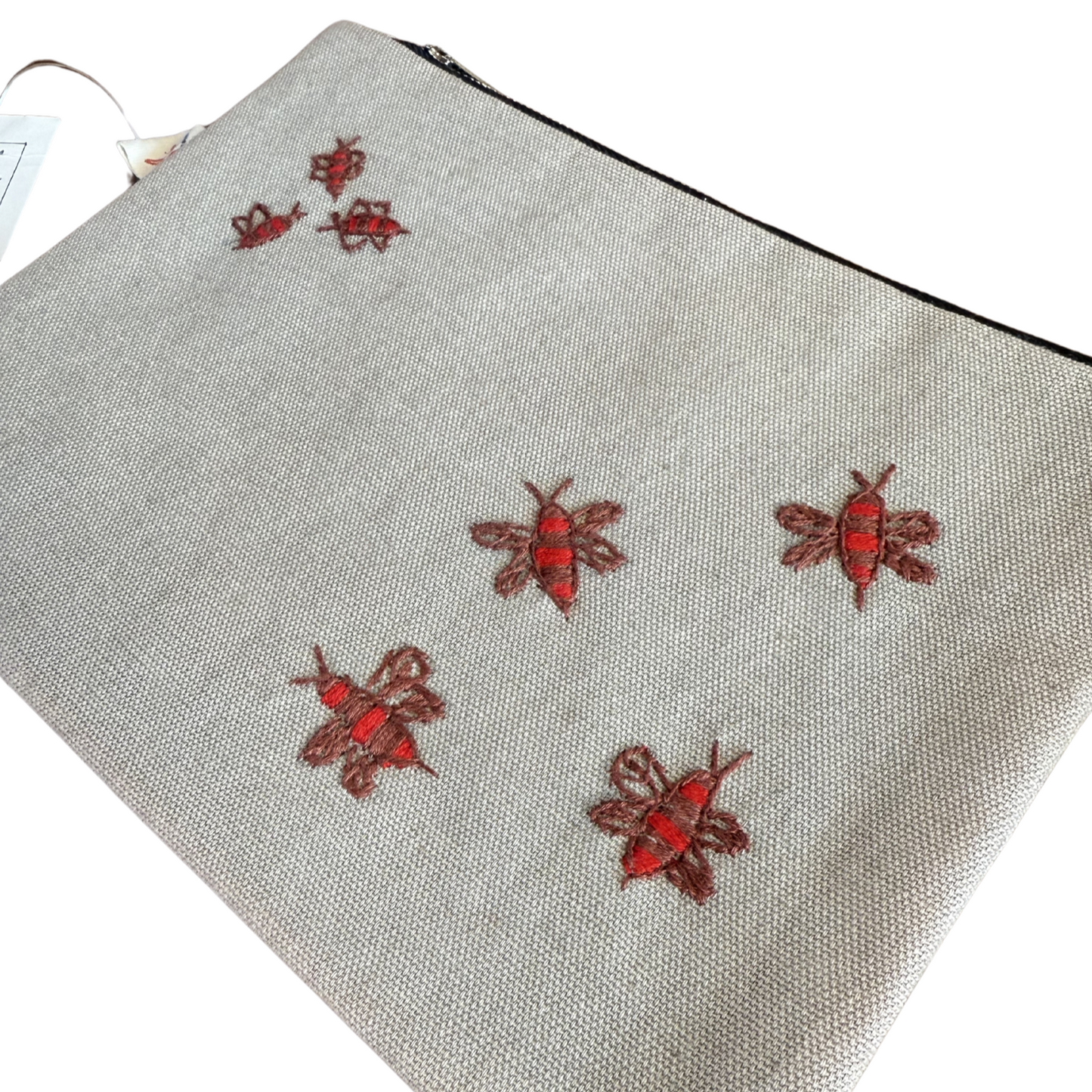 Embroidered Bee Cosmetics Bag