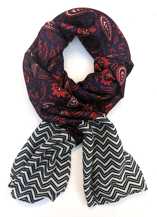 Blockprinted Silk Scarf - Paisley