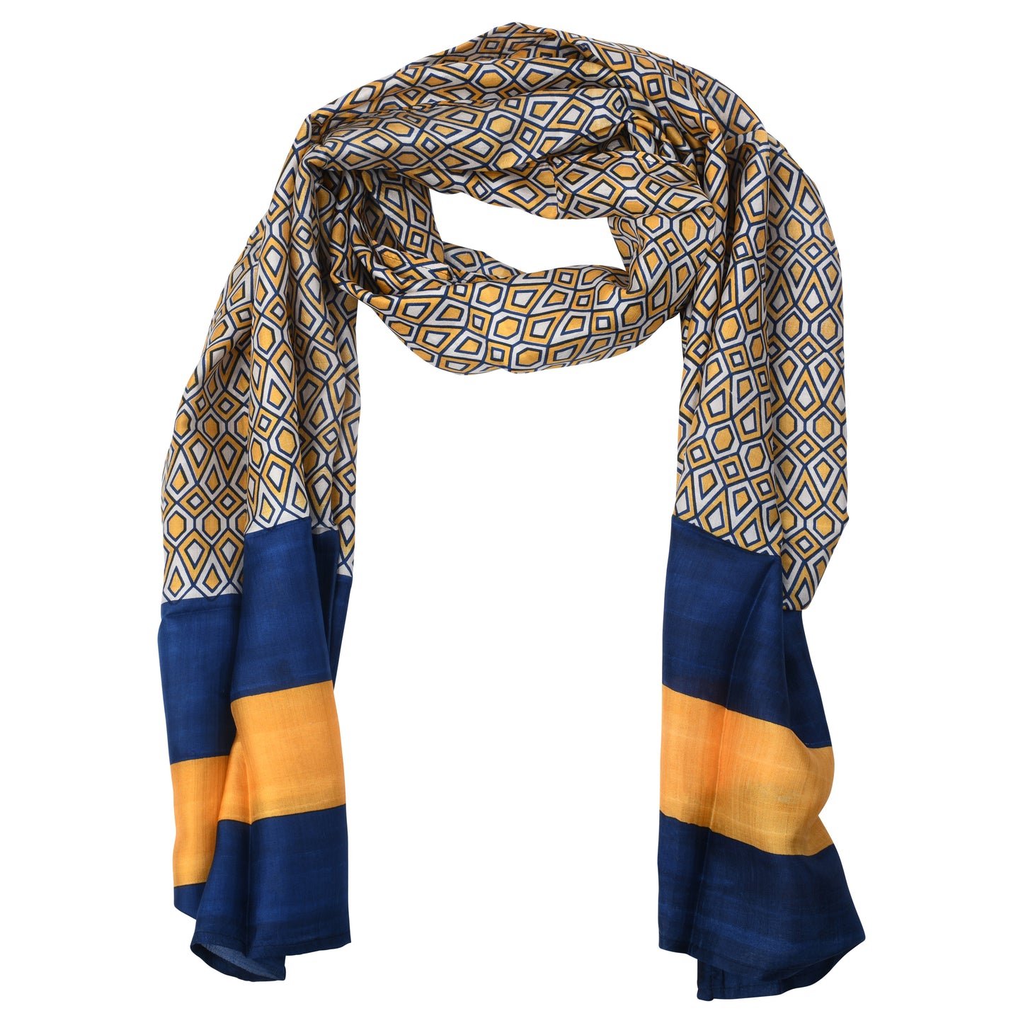 Diamond Block-Printed Silk Scarf