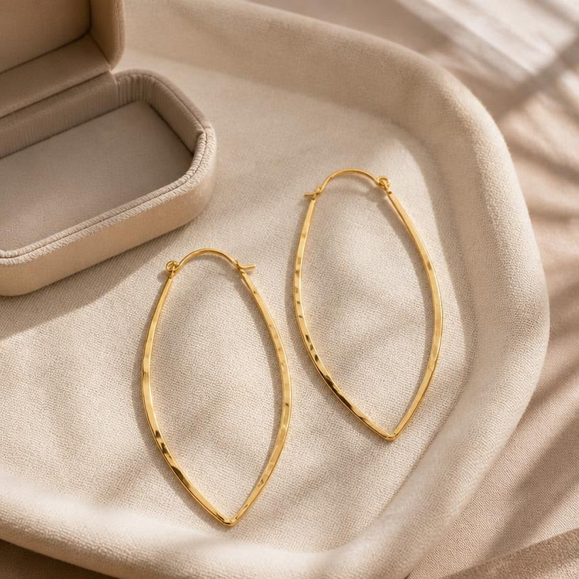 Asha Gold Hammered Hoop Earrings