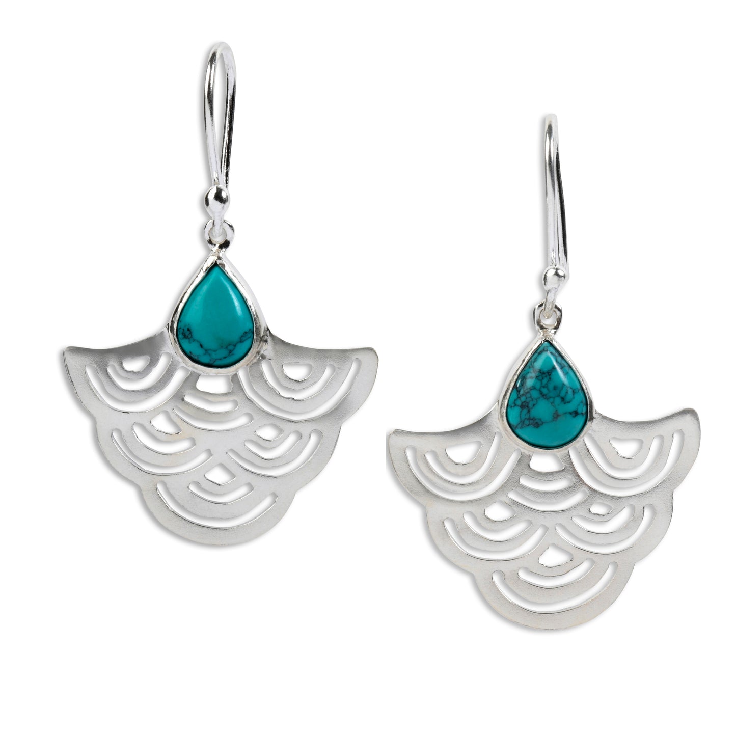 Nepali Fan Earrings with Turquoise