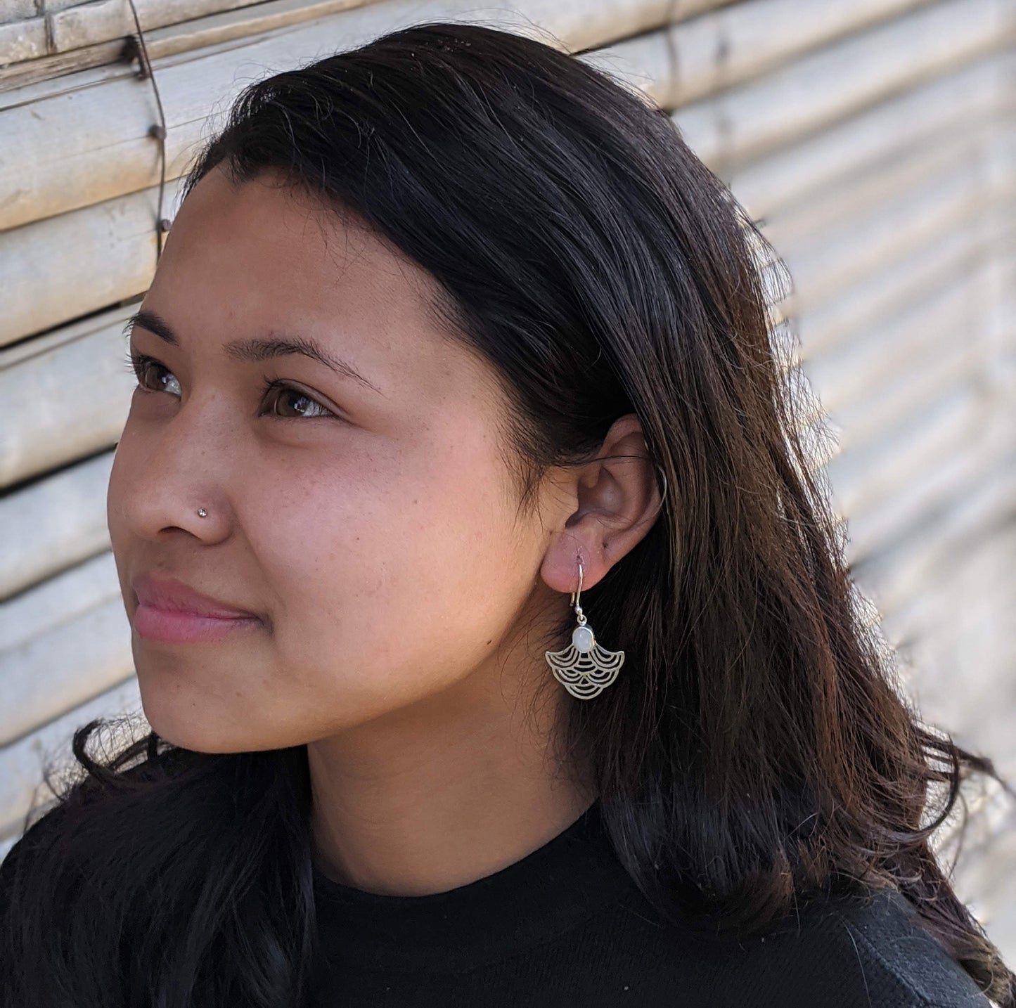 Nepali Fan Earrings with Turquoise